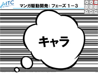 Copyright © 2021 Advanced IT Consortium to Evaluate, Apply and Drive All Rights Reserved. 26
マンガ駆動開発： フェーズ １－３
キャラ
 