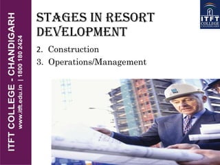 STAGES IN RESORT
DEVELOPMENT
2. Construction
3. Operations/Management
 