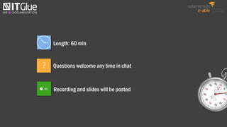 ?
Length: 60 min
Questions welcome any time in chat
REC
Recording and slides will be posted
 