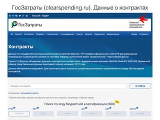 ГосЗатраты (clearspending.ru). Данные о контрактах
 