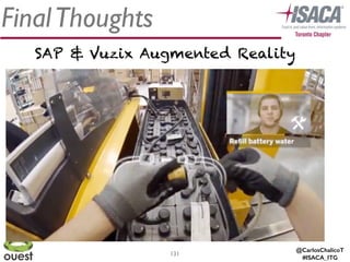@CarlosChalicoT
#ISACA_ITG
FinalThoughts
131
SAP & Vuzix Augmented Reality
 