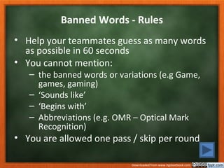 ITGS - Banned words game - Computer Hardware | PPT