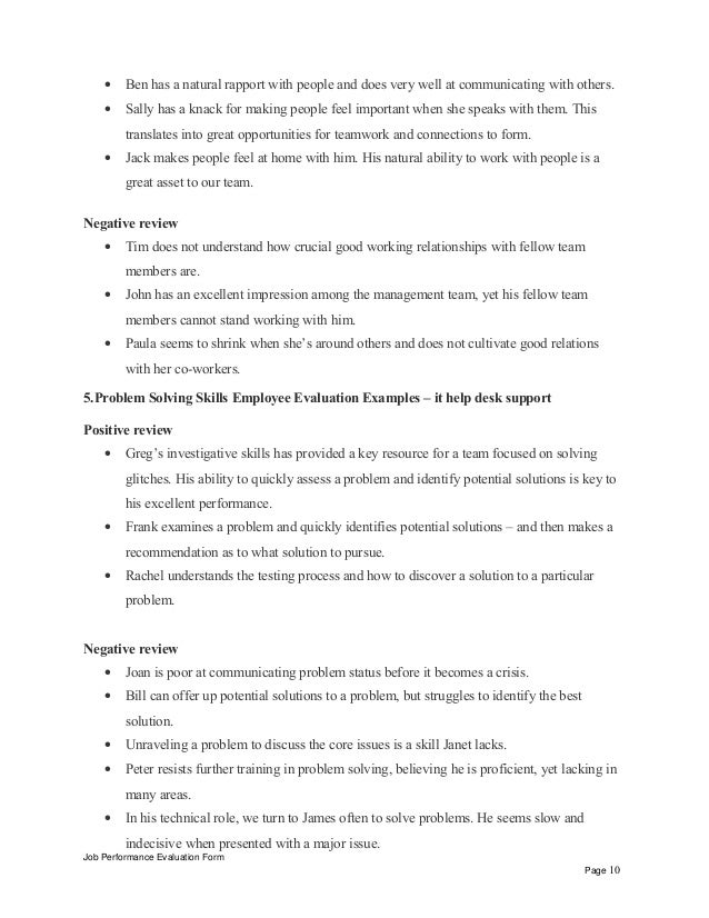 It Help Desk Support Performance Appraisal