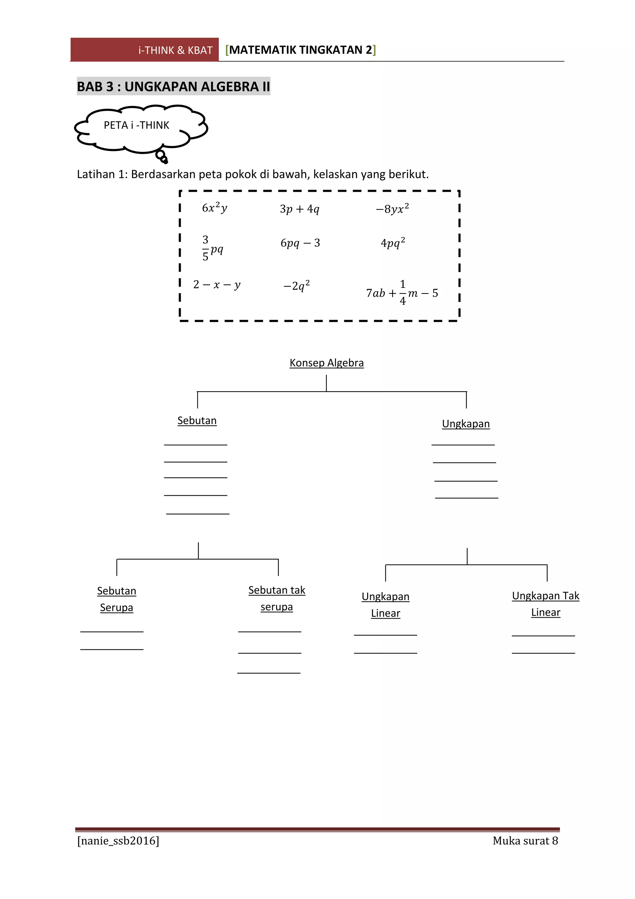 Latihan Ithink and kbat math form 2 | PDF