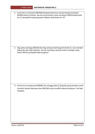 Latihan Ithink And Kbat Math Form 2