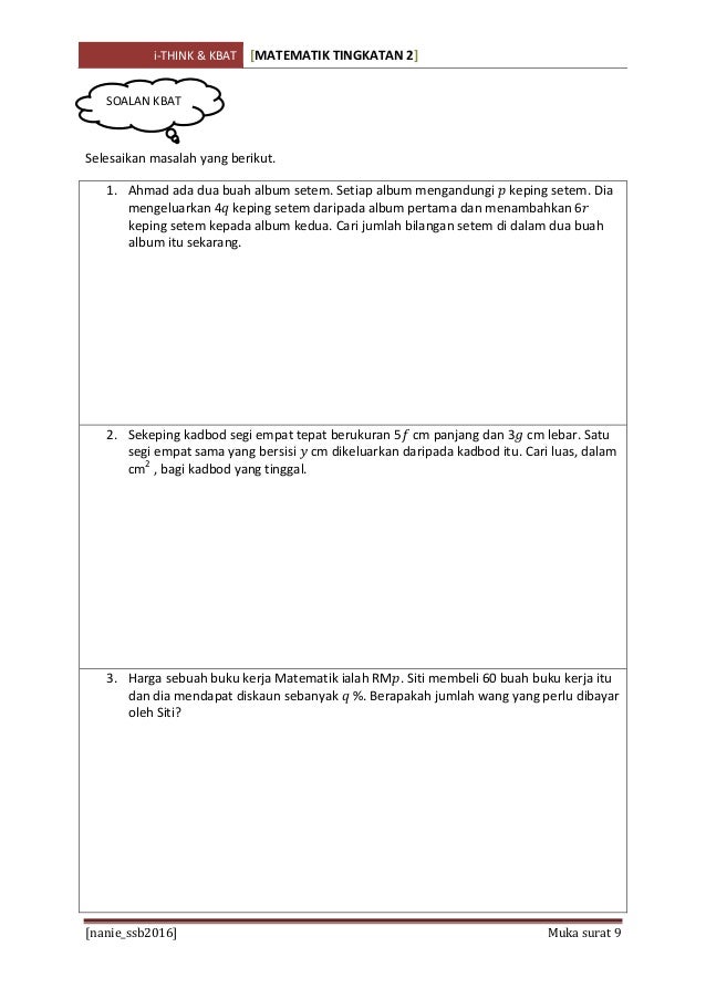 Soalan Latihan Matematik Tingkatan 1 Pecahan - J Kosong s