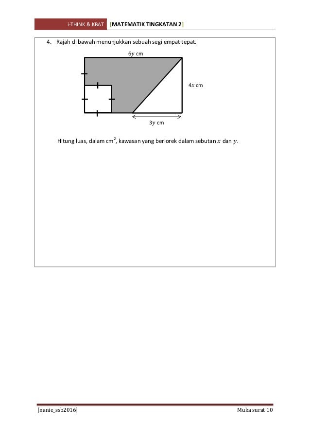 Latihan Ithink and kbat math form 2