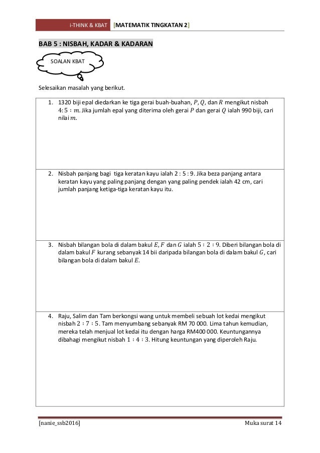 Contoh Soalan Matematik Tingkatan 4 Kertas 2 Pertengahan 