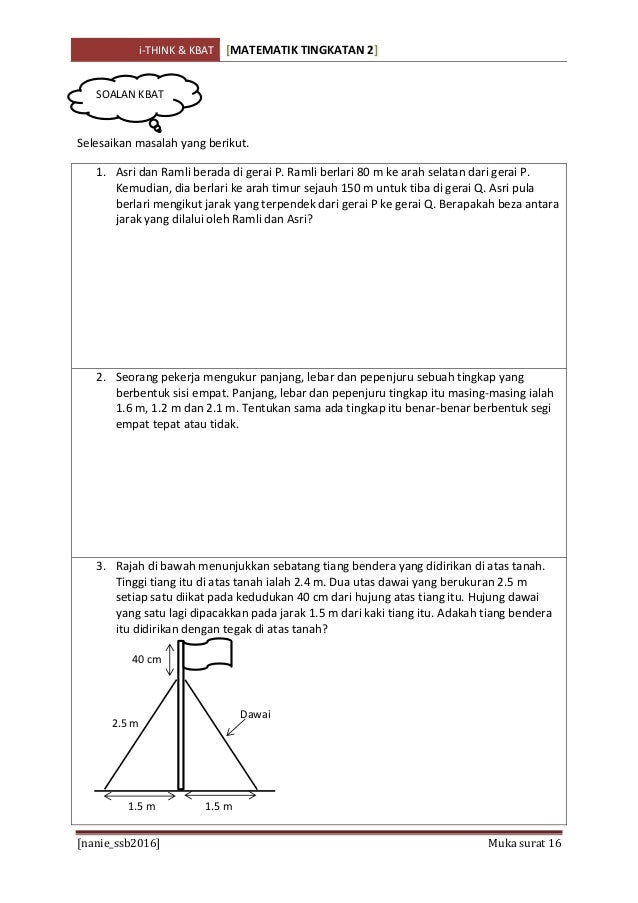 Latihan Ithink and kbat math form 2