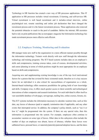 A Report On The Influence Of Technology On Human Resource Management | PDF