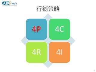 行銷策略
4C
4R 4I
10
 