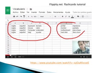 https://www.youtube.com/watch?v=xyOaAfxcveE
Flippity.net: flashcards tutorial
 