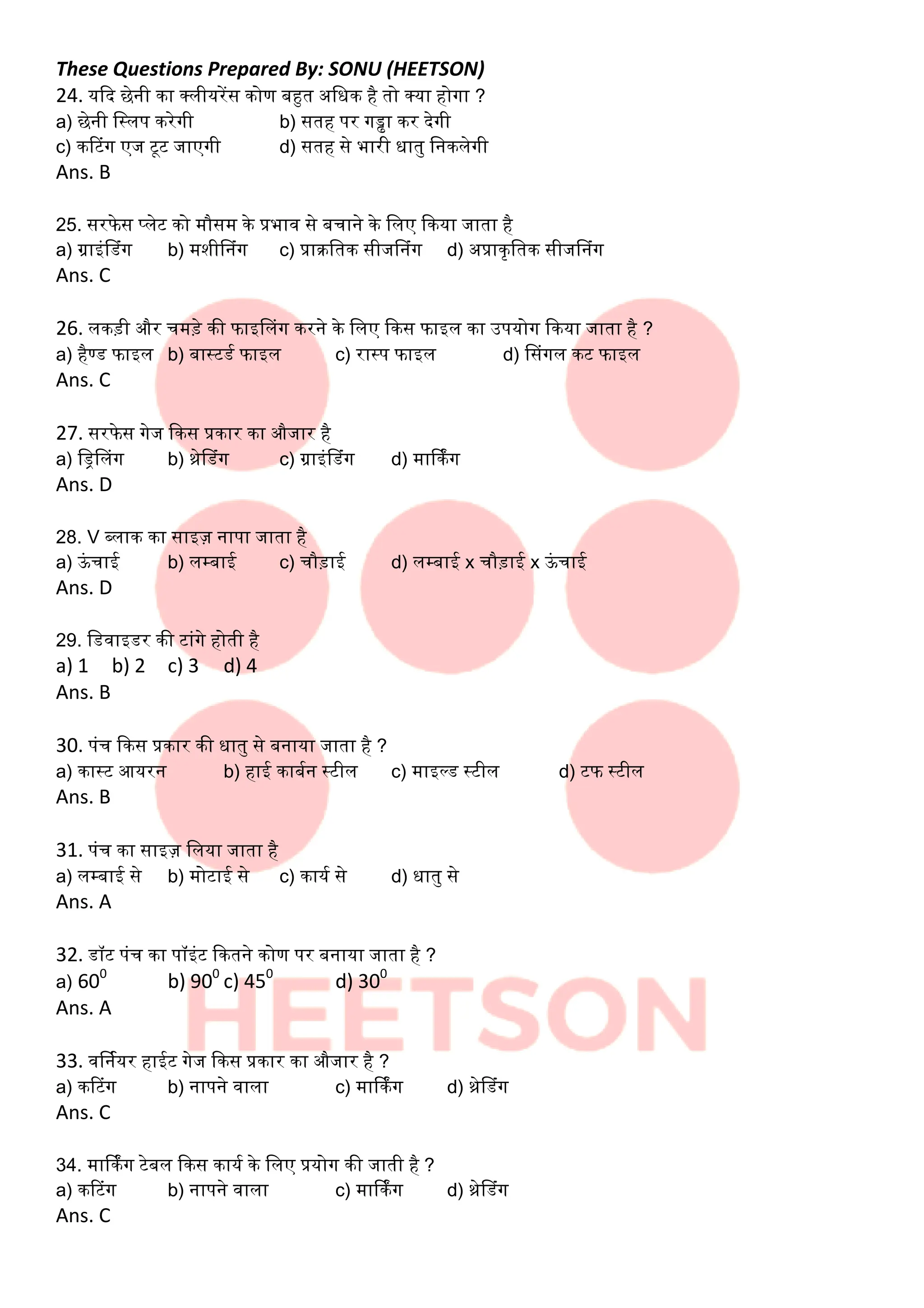 ITI Fitter Question Bank Tools Related MCQ | PDF