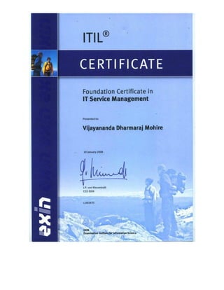ITIL - IT Infrastructure Library Certificate