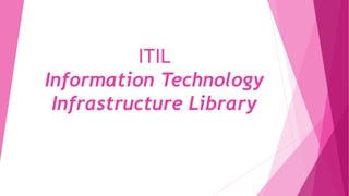 ITIL
Information Technology
Infrastructure Library
 