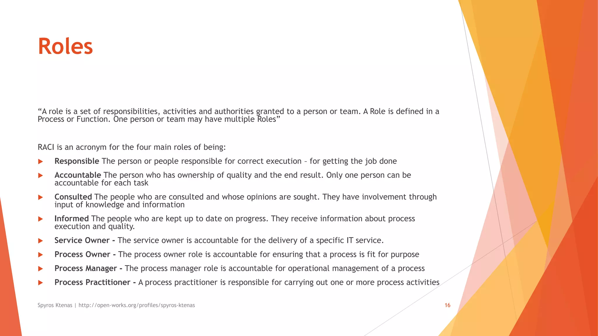 Key Roles In Itil ITIL Basic concepts | PPTX