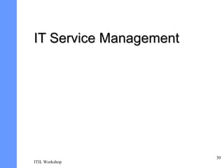 IT Service Management




                        30
ITIL Workshop
 
