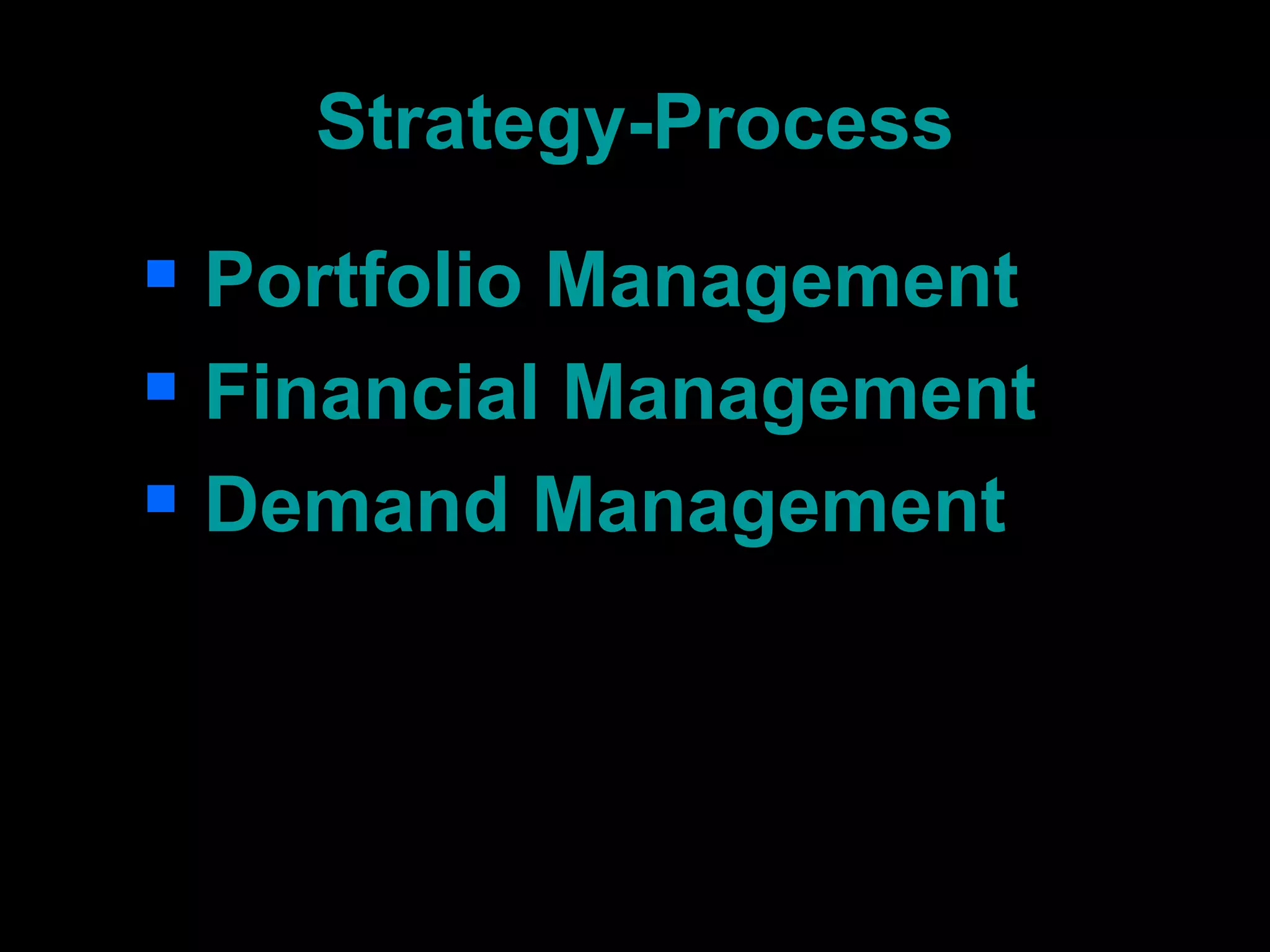 Strategy-Process Portfolio Management Financial Management Demand Management 