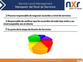 Service Level Management
Manejador del Nivel de Servicios

 