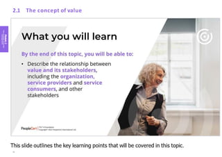 Module
2
Key
concepts
of
service
management
2.1 The concept of value
10
 