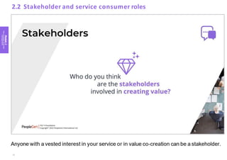 Module
2
Key
concepts
of
service
management
2.2 Stakeholder and service consumer roles
21
 