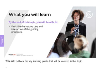 This slide outlines the key learning points that will be covered in this topic.
Module
4
The
guiding
principles
212
 