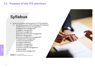 Module
5
ITIL
4
Management
practices
5.1 Purpose of the ITIL practices
230
 
