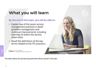 Module
5
ITIL
4
Management
practices
This slide outlines the key learning points that will be covered in this topic.
342
 