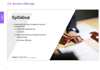 Module
2
Key
concepts
of
service
management
2.3 Service offerings
39
 