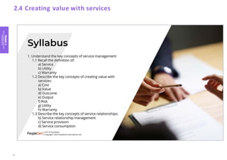 Module
2
Key
concepts
of
service
management
2.4 Creating value with services
53
 