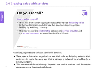 Module
2
Key
concepts
of
service
management
2.4 Creating value with services
55
 