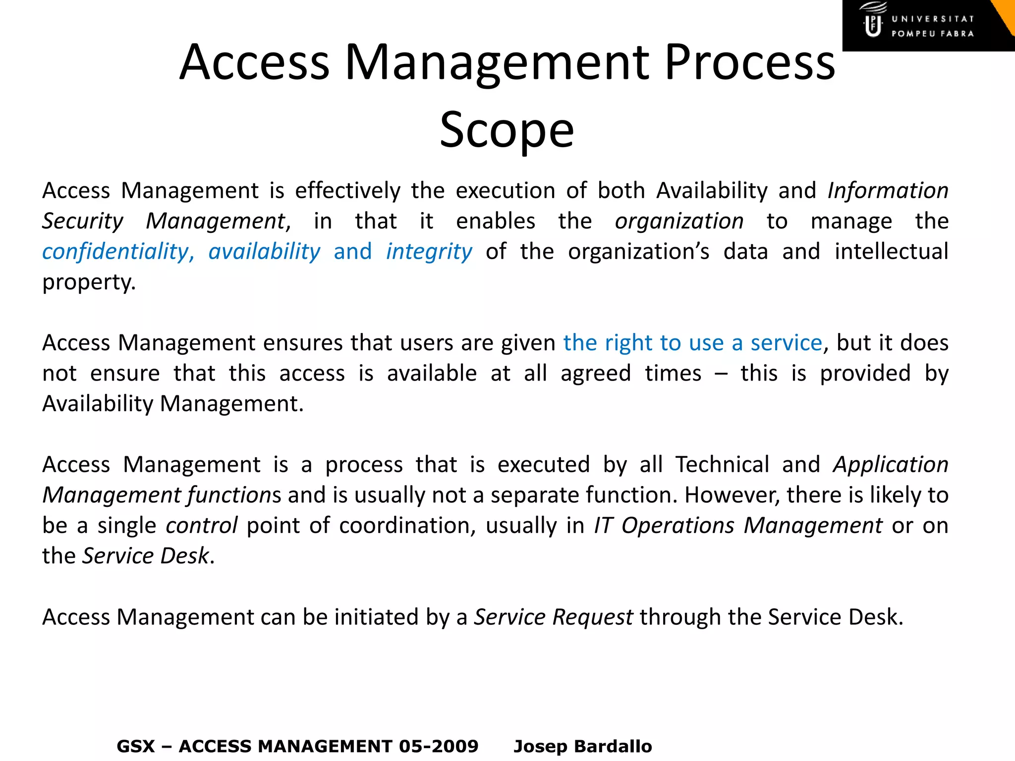 ITIL - IAM (Access Management)