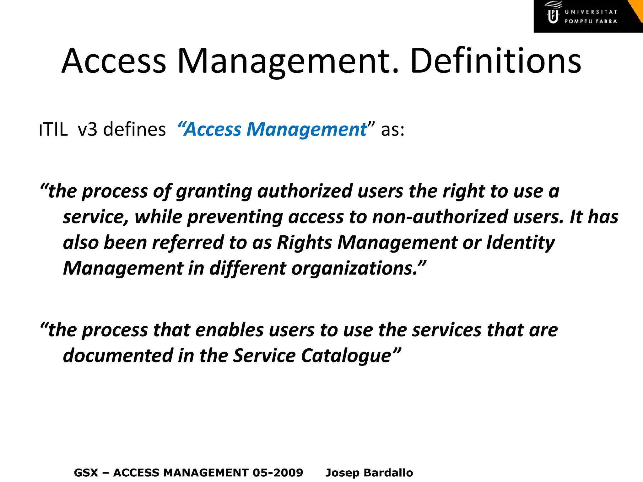 ITIL - IAM (Access Management)
