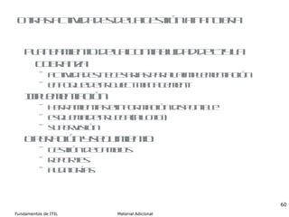 Otras actividades de la gestión financiera Planeamiento de la contabilidad de TI y la cobranza actividades necesarias para la implementación enfoque de project management Implementación herramientas e información disponible esquema de prueba (piloto) supervisión Operación y seguimiento gestión de cambios r eportes auditorías 