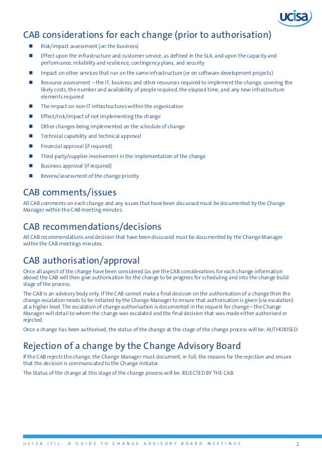 Itil a guide to cab meetings pdf