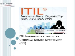 ITIL INTERMEDIATE - LIFECYCLE -
CONTINUAL SERVICE IMPROVEMENT
(CSI)
 