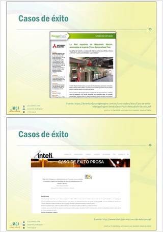 (51) 9-8935-4789
proyectos_tic@jagi.pe
www.jagi.pe
25
Casos de éxito
JUNTO A TU EMPRESA APOYANDO LAS GRANDES INNOVACIONES
Fuente: https://download.manageengine.com/es/case-studies/docs/Caso-de-exito-
ManageEngine-ServiceDesk-Plus-y-Mitsubishi-Electric.pdf
(51) 9-8935-4789
proyectos_tic@jagi.pe
www.jagi.pe
26
Casos de éxito
JUNTO A TU EMPRESA APOYANDO LAS GRANDES INNOVACIONES
Fuente: http://www.inteli.com.mx/caso-de-exito-prosa/
 