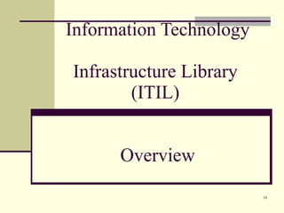 Information Technology  Infrastructure Library  (ITIL)  Overview 