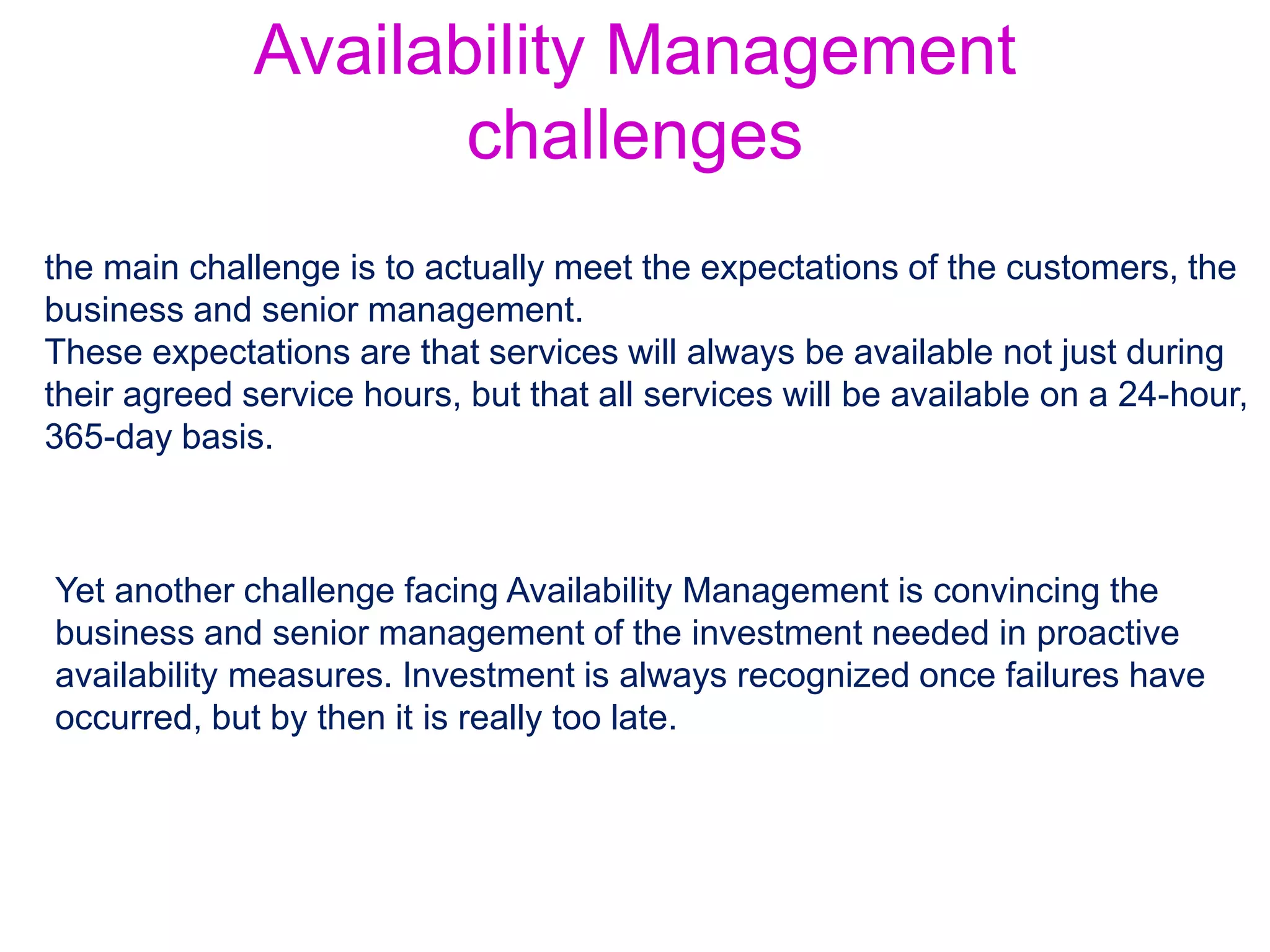 Information Security Management
• Confidentiality
– Making sure only those authorised can see data
• Integrity
– Making sure the data is accurate and not
corrupted
• Availability
– Making sure data is supplied when it is requested
 