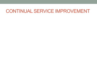 CONTINUAL SERVICE IMPROVEMENT
 