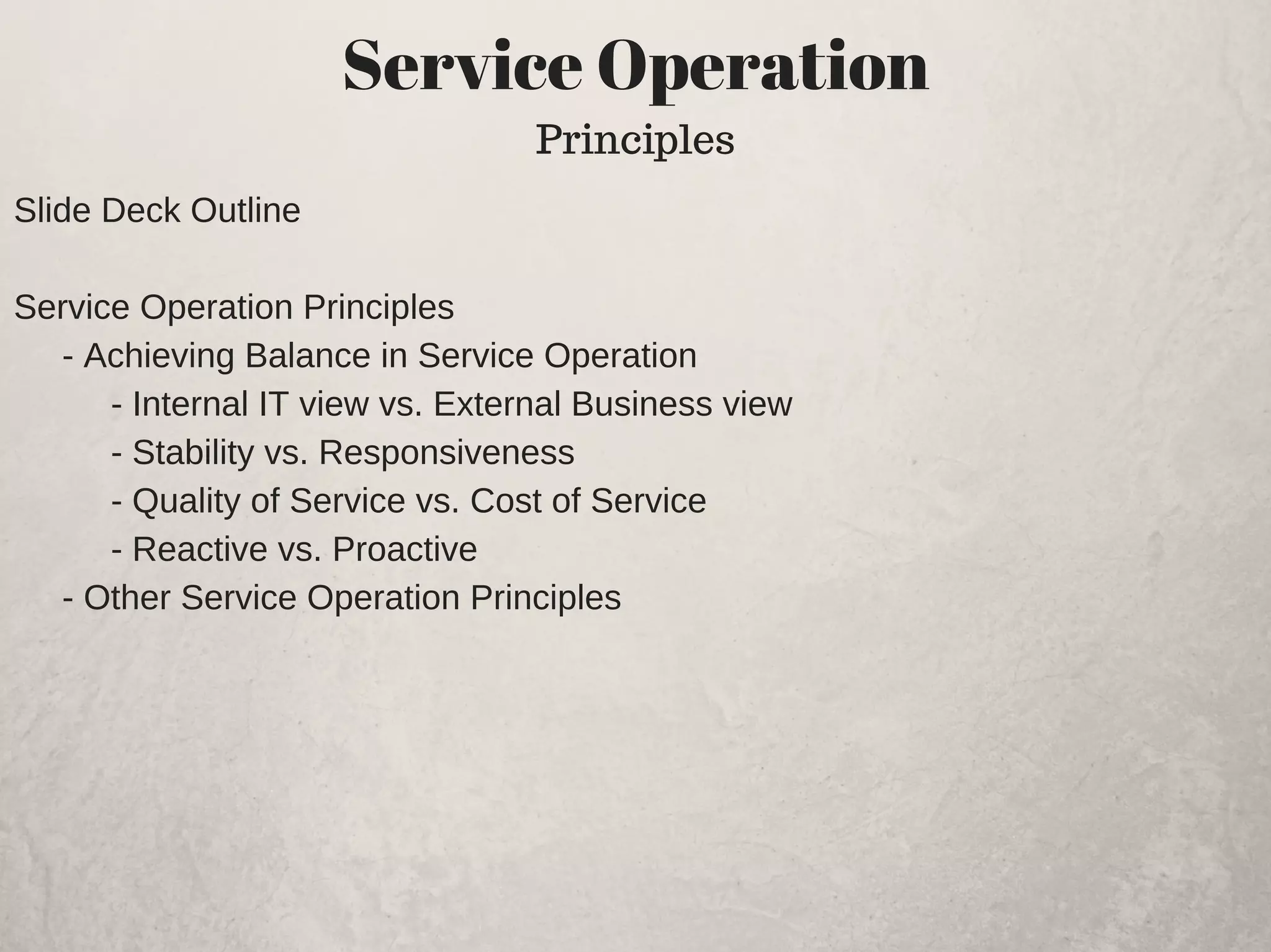 ITIL Service Operation Principles | PDF
