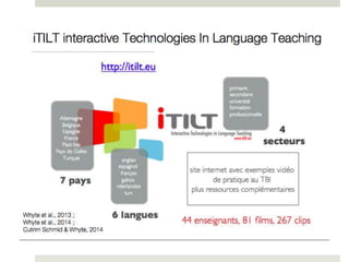 Publications : bit.ly/recherchesTBI
Projets recherche-action en classe de langues (Bloomsbury, 2014)
Intégration des techn...