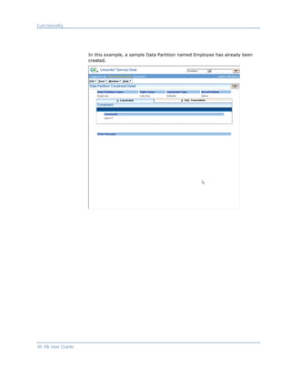 Functionality




                     In this example, a sample Data Partition named Employee has already been
                     created.




30 ITIL User Guide
 