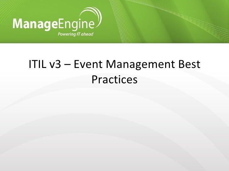 Itil V3 Event Management Best Practices
