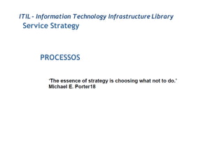 ITIL - Information Technology Infrastructure Library
 Service Strategy



       PROCESSOS
 