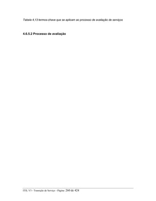 Tabela 4,13 termos-chave que se aplicam ao processo de avaliação de serviços
4.6.5.2 Processo de avaliação
ITIL V3 - Transição de Serviço - Página: 260 de 424
 