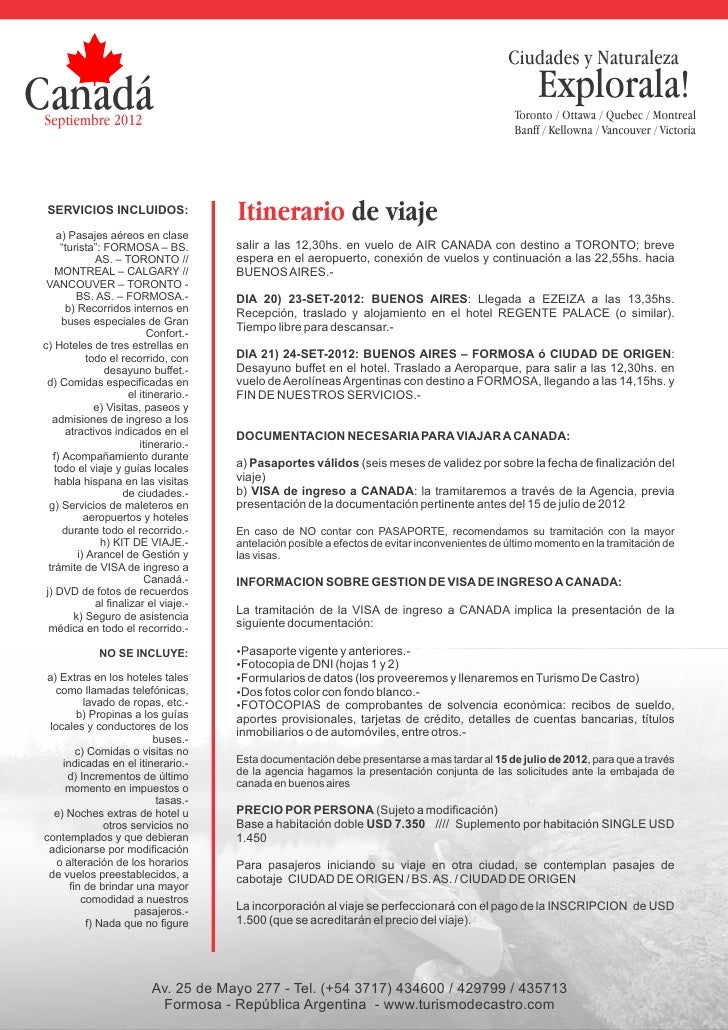 Itinerario canada
