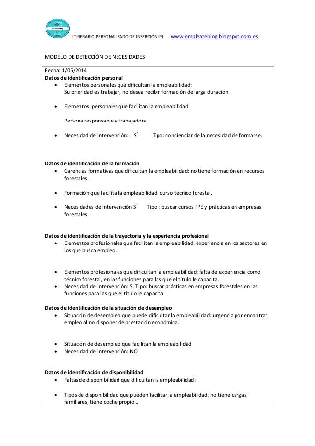 Itinerario personalizado de inserción laboral. IPI