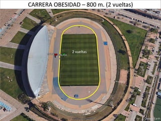CARRERA OBESIDAD – 800 m. (2 vueltas)
2 vueltas
 