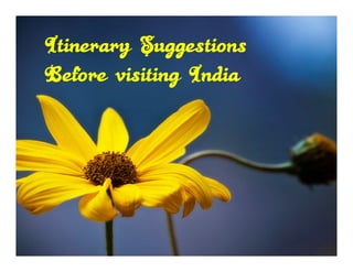 Itinerary Suggestions
Before visiting India
 